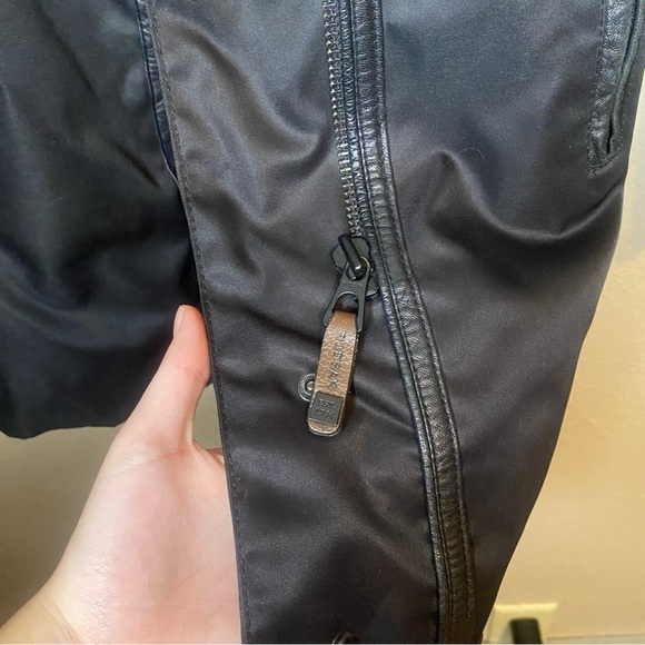 Rudsak Lourdes Long Black Leather Canvas Fall Winter Jacket - Picture 3 of 8